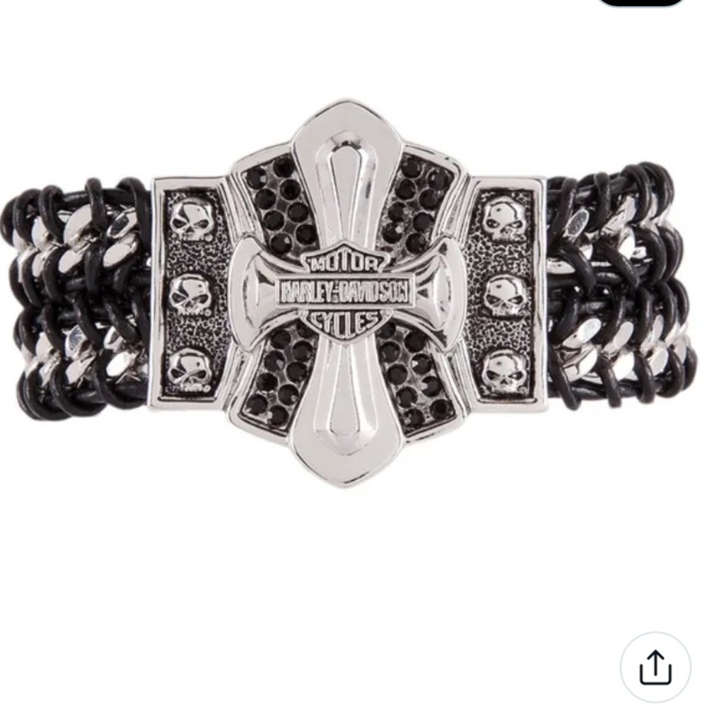 Harley-Davidson Skull Braid Leather Cuff